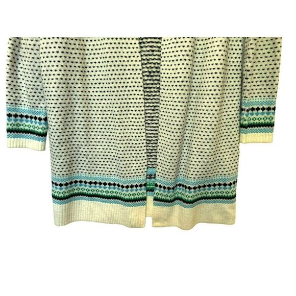 Talbots Breton Fair Isle Nordic Open Front Cardigan Sweater Sz S Small Flaw NEW - Picture 2 of 9